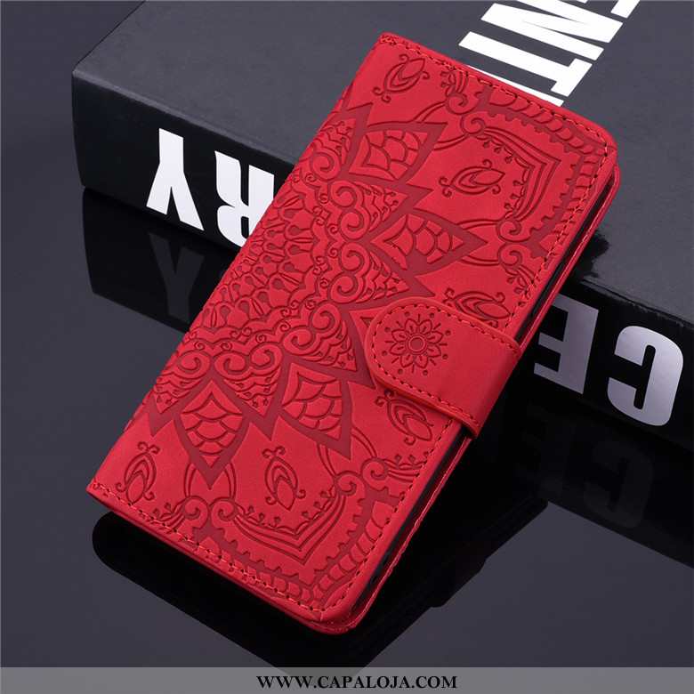 Capa Samsung Galaxy A10s Soft Couro Telemóvel Floral Vermelho, Capas Samsung Galaxy A10s Protetoras 