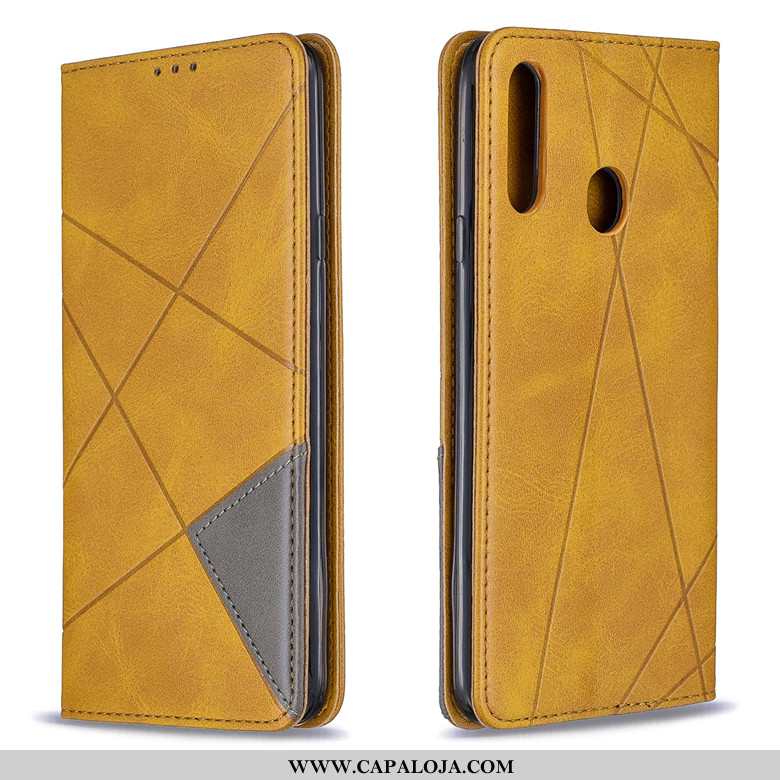 Capa Samsung Galaxy A20s Protetoras Couro Completa Amarelo, Capas Samsung Galaxy A20s Carteira Barat