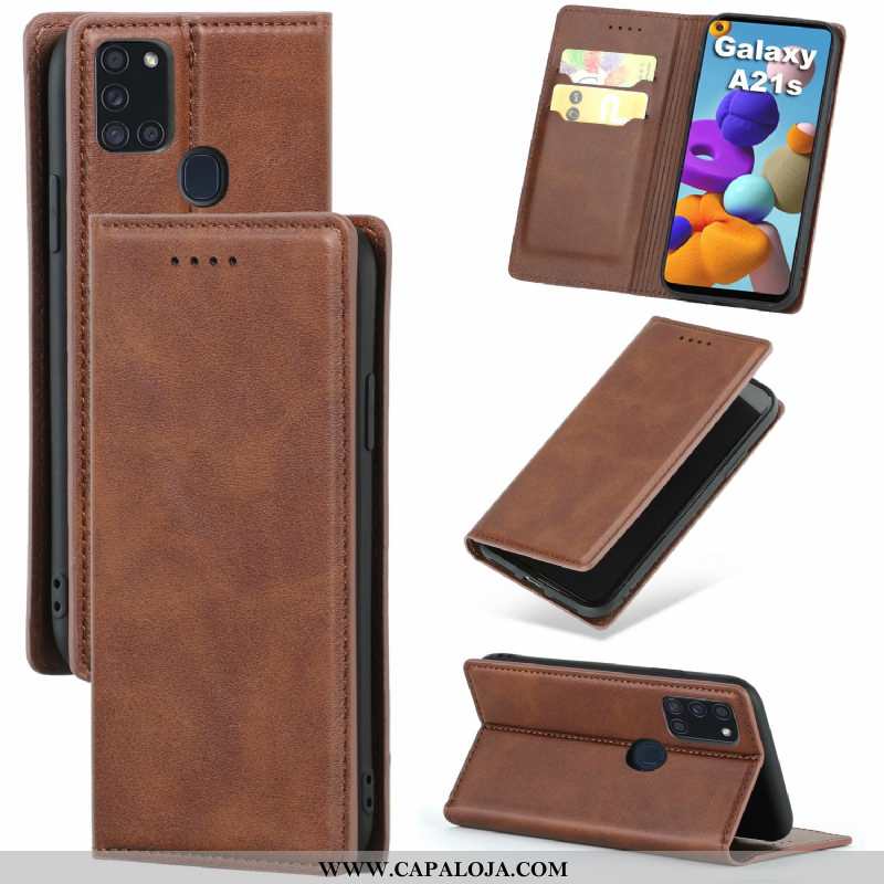 Capa Samsung Galaxy A21s Couro Antiqueda Cases Sem Castanho, Capas Samsung Galaxy A21s Marrom Online