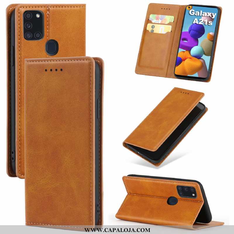 Capa Samsung Galaxy A21s Couro Antiqueda Cases Sem Castanho, Capas Samsung Galaxy A21s Marrom Online