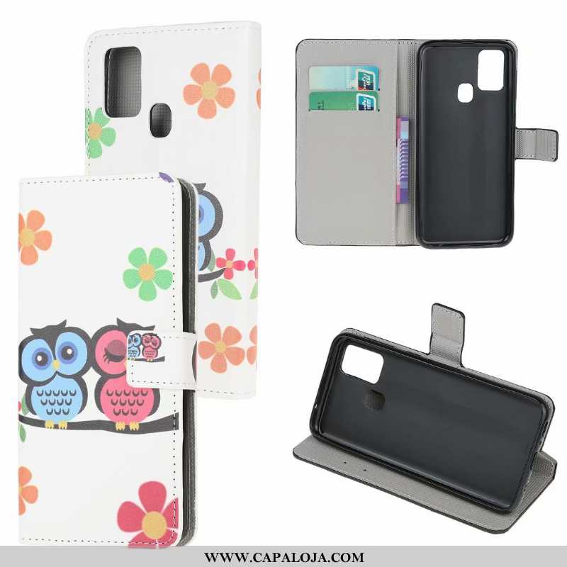 Capa Samsung Galaxy A21s Couro Branco Pintado Telemóvel, Capas Samsung Galaxy A21s Cases Baratos