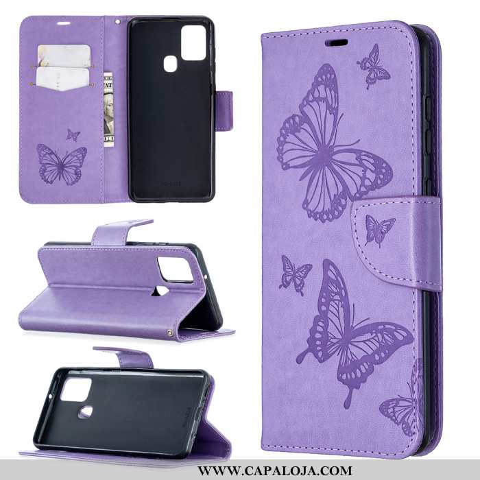 Capa Samsung Galaxy A21s Couro Florido Gravata Cases Roxo, Capas Samsung Galaxy A21s Telemóvel Onlin