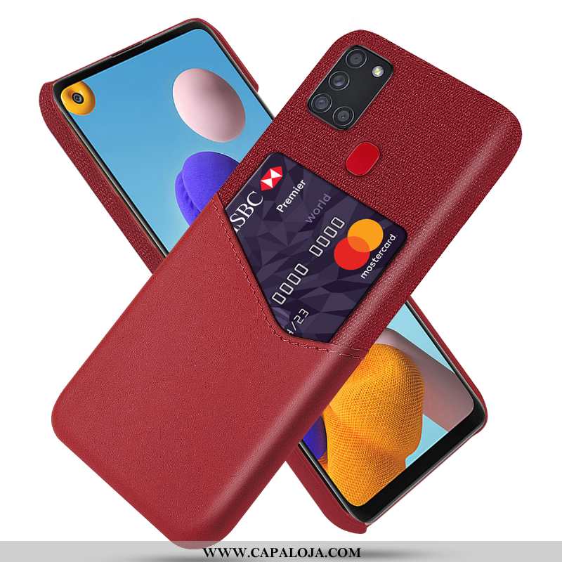 Capa Samsung Galaxy A21s Personalizado Telemóvel Vermelha Capas Vermelho, Samsung Galaxy A21s Couro 