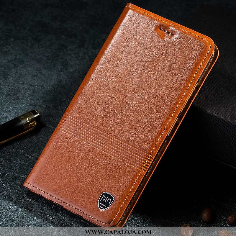 Capa Samsung Galaxy A30s Couro Genuíno Telemóvel Antiqueda Marrom Castanho, Capas Samsung Galaxy A30