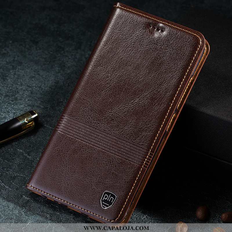 Capa Samsung Galaxy A30s Couro Genuíno Telemóvel Antiqueda Marrom Castanho, Capas Samsung Galaxy A30