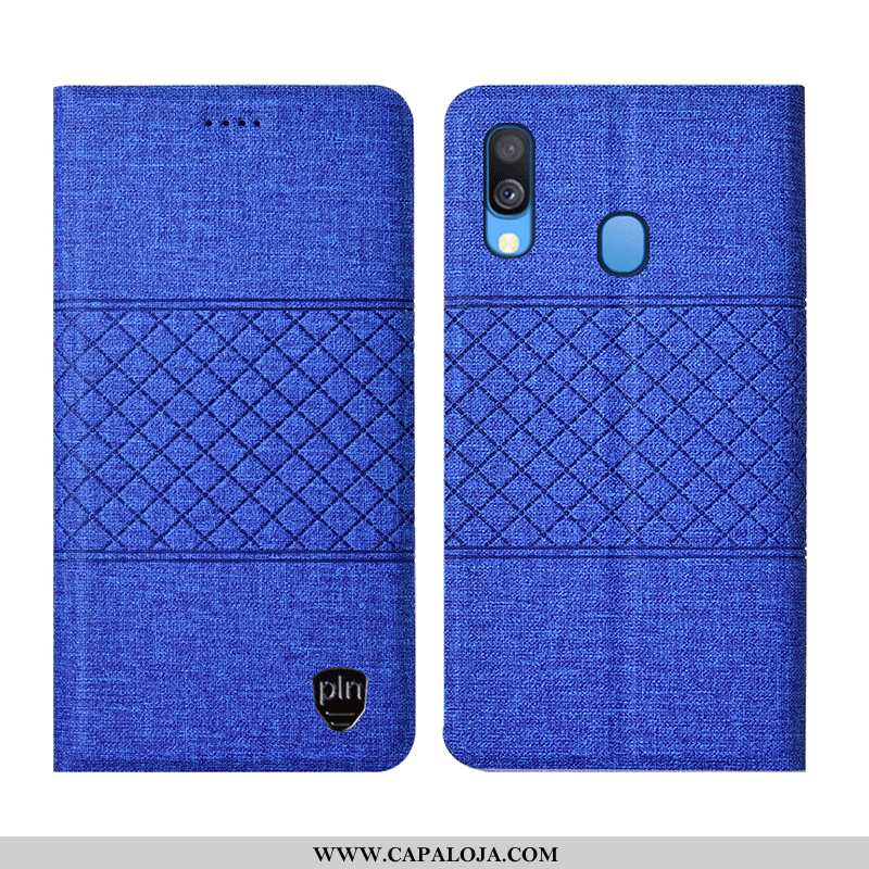 Capa Samsung Galaxy A40 Couro Cases Grade Linho Cinza, Capas Samsung Galaxy A40 Protetoras Promoção