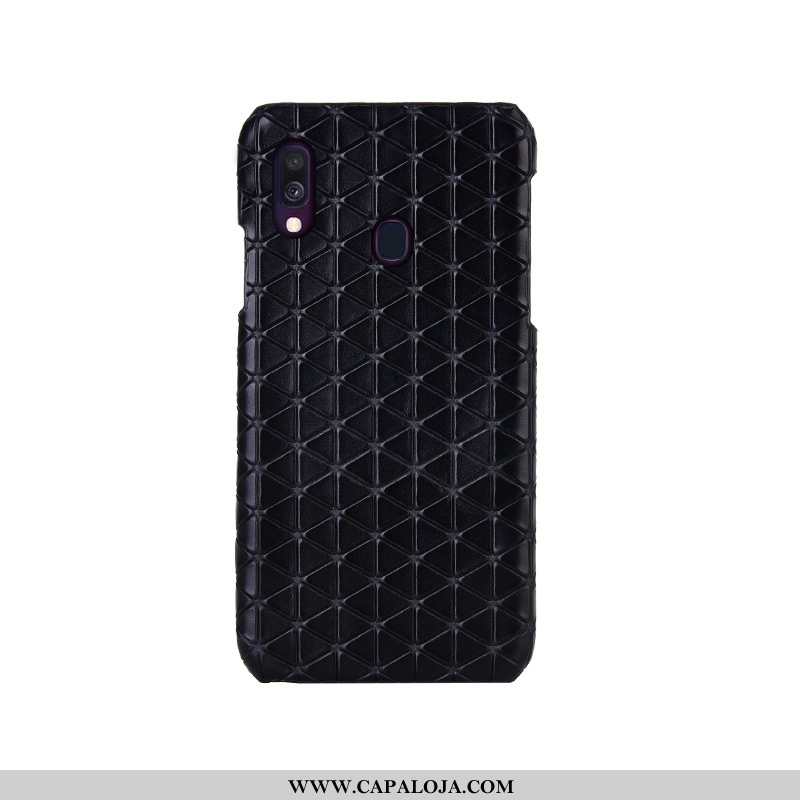 Capa Samsung Galaxy A40 Couro Legitimo Telemóvel Antiqueda Xadrez Preto, Capas Samsung Galaxy A40 Pr