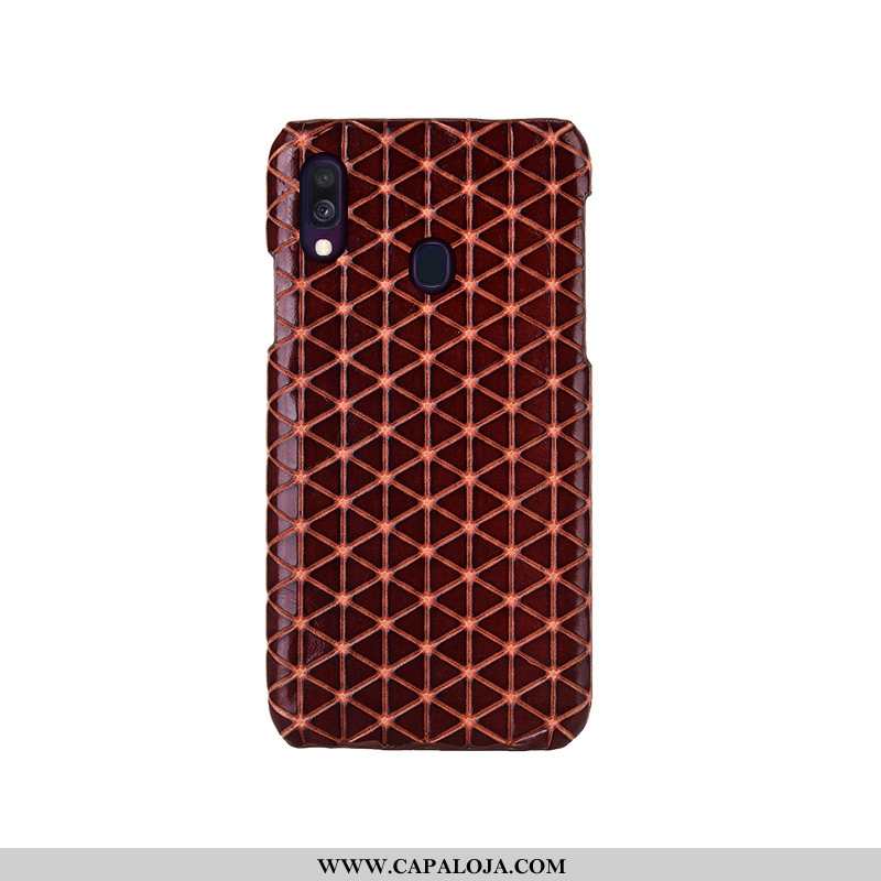 Capa Samsung Galaxy A40 Couro Legitimo Telemóvel Antiqueda Xadrez Preto, Capas Samsung Galaxy A40 Pr