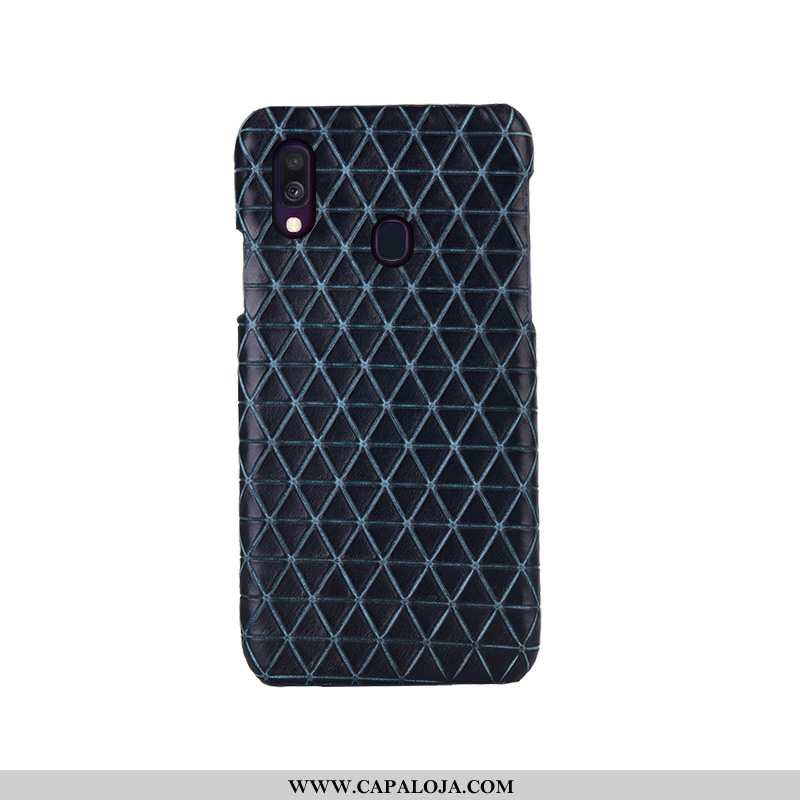 Capa Samsung Galaxy A40 Couro Legitimo Telemóvel Antiqueda Xadrez Preto, Capas Samsung Galaxy A40 Pr