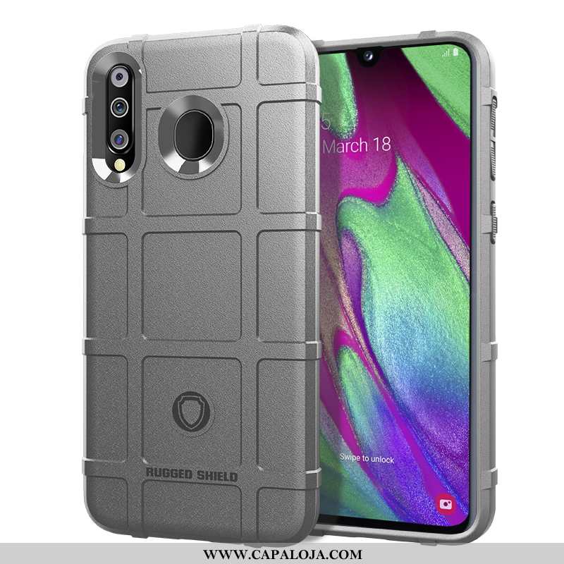 Capa Samsung Galaxy A40s Silicone Protetoras Completa Telemóvel Cinza, Capas Samsung Galaxy A40s Fos