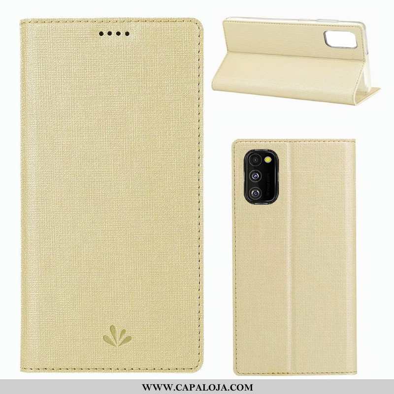 Capa Samsung Galaxy A41 Couro Cover Tecido Antiqueda Cinza, Capas Samsung Galaxy A41 Protetoras Prom