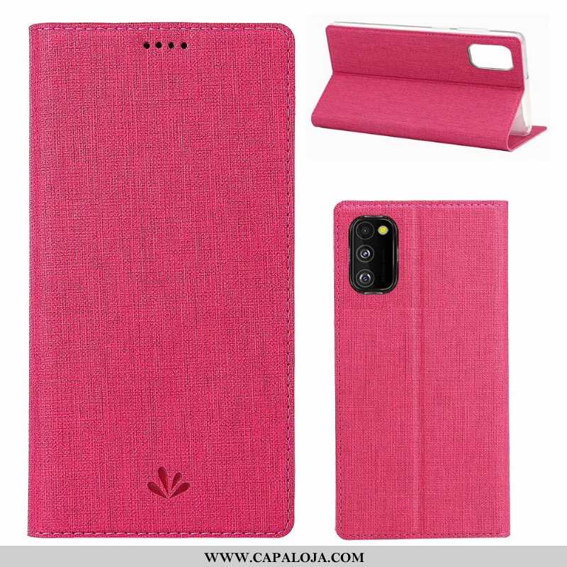 Capa Samsung Galaxy A41 Couro Cover Tecido Antiqueda Cinza, Capas Samsung Galaxy A41 Protetoras Prom