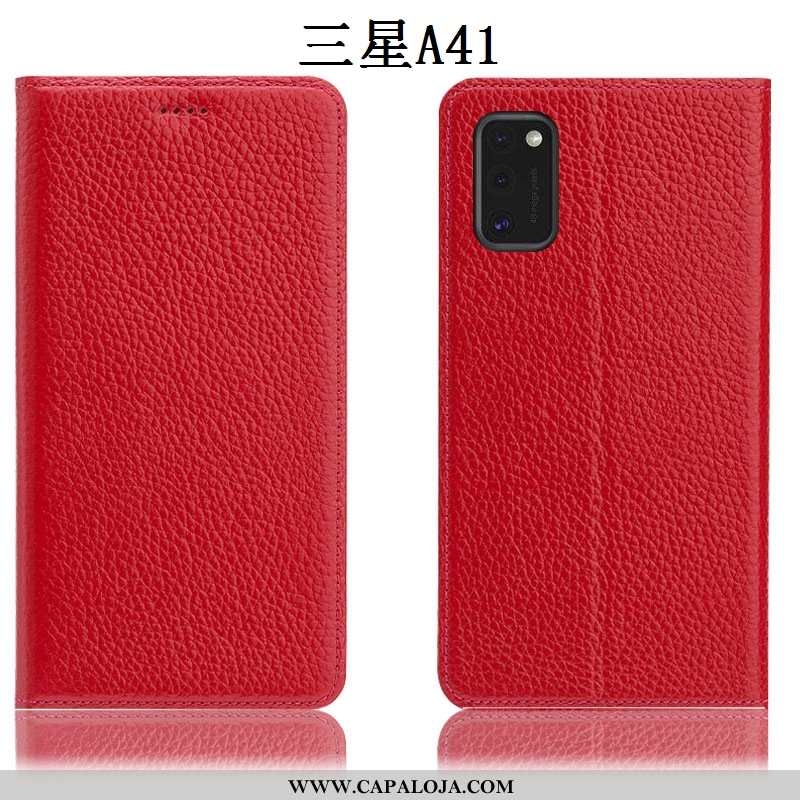 Capa Samsung Galaxy A41 Couro Genuíno Cover Antiqueda Marrom Castanho, Capas Samsung Galaxy A41 Prot