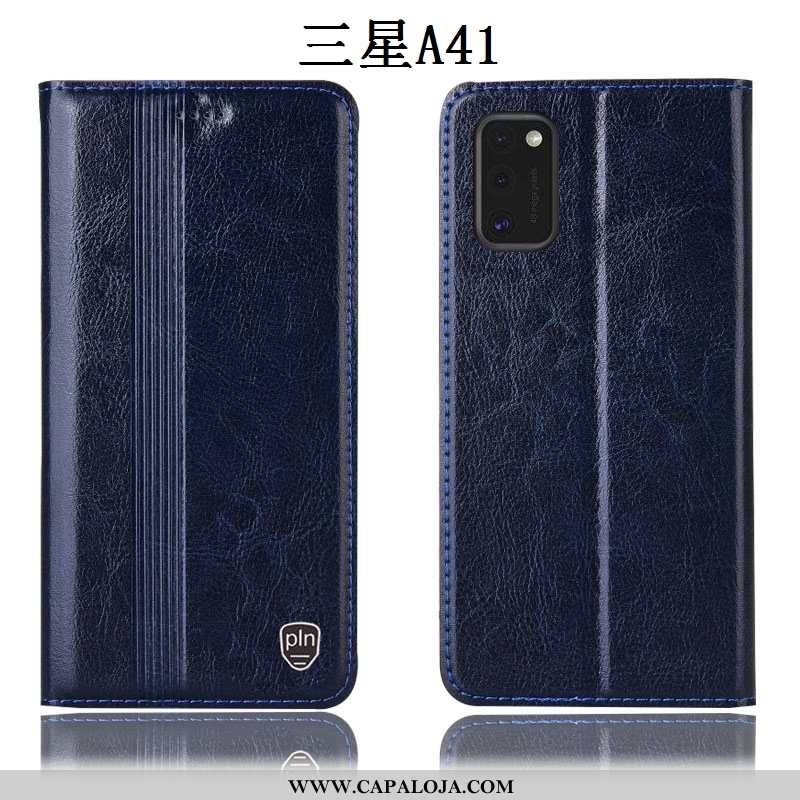 Capa Samsung Galaxy A41 Couro Genuíno Cover Preto Completa, Capas Samsung Galaxy A41 Protetoras Comp