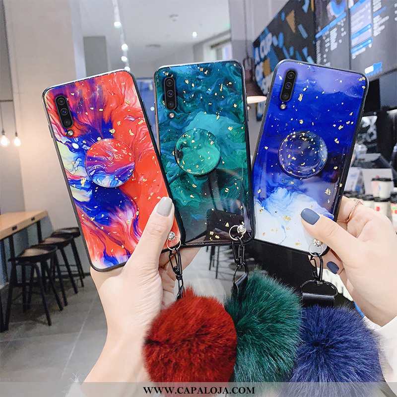 Capa Samsung Galaxy A50 Slim Suporte Estiloso Malha Azul, Capas Samsung Galaxy A50 Tendencia Comprar