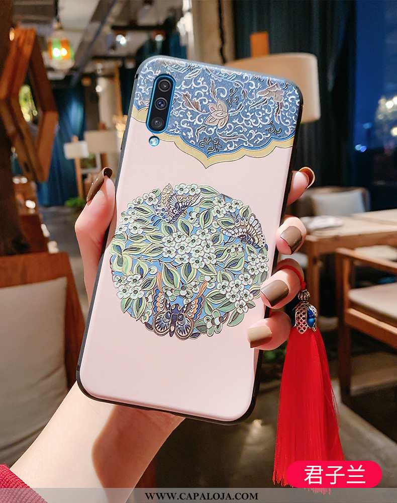 Capa Samsung Galaxy A50 Vintage Midi Azul Silicone, Capas Samsung Galaxy A50 Slim Baratas