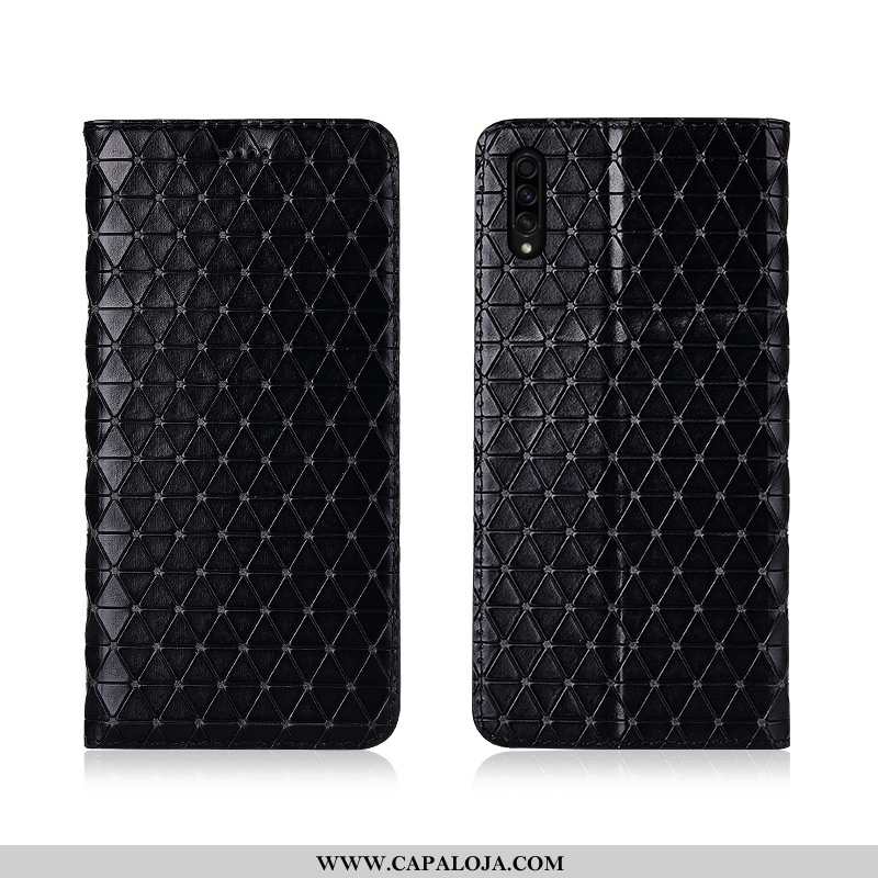 Capa Samsung Galaxy A50s Couro Genuíno Feminino Xadrez Nova Castanho, Capas Samsung Galaxy A50s Cour