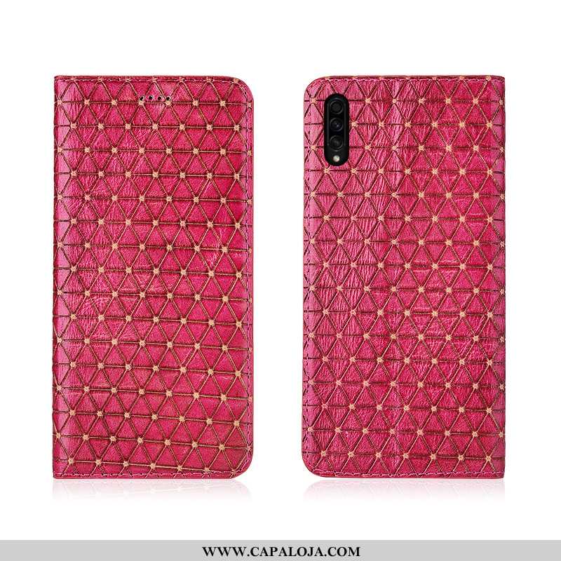 Capa Samsung Galaxy A50s Couro Genuíno Feminino Xadrez Nova Castanho, Capas Samsung Galaxy A50s Cour