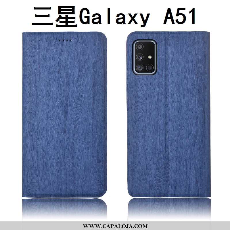 Capa Samsung Galaxy A51 Couro Capas Fosco Telemóvel Azul, Samsung Galaxy A51 Protetoras Comprar