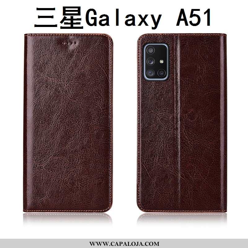 Capa Samsung Galaxy A51 Couro Tigrada Antiqueda Novas Castanho, Capas Samsung Galaxy A51 Protetoras 