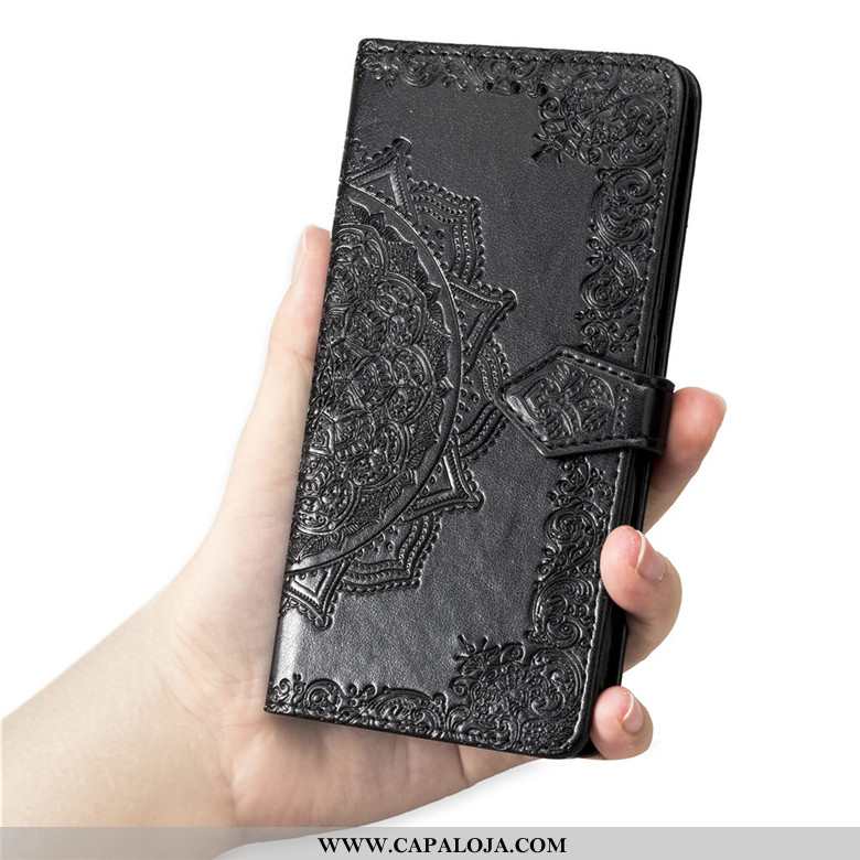 Capa Samsung Galaxy A60 Couro Preto Capas Telemóvel, Samsung Galaxy A60 Protetoras Promoção