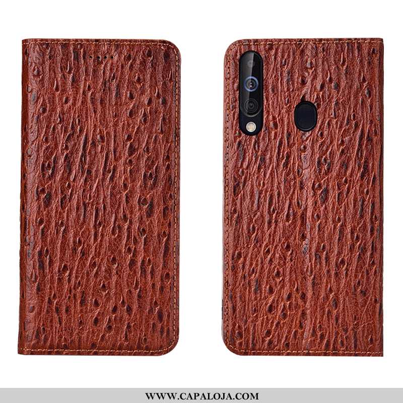 Capa Samsung Galaxy A60 Protetoras Capas Marrom Pássaro Castanho, Samsung Galaxy A60 Couro Legitimo 