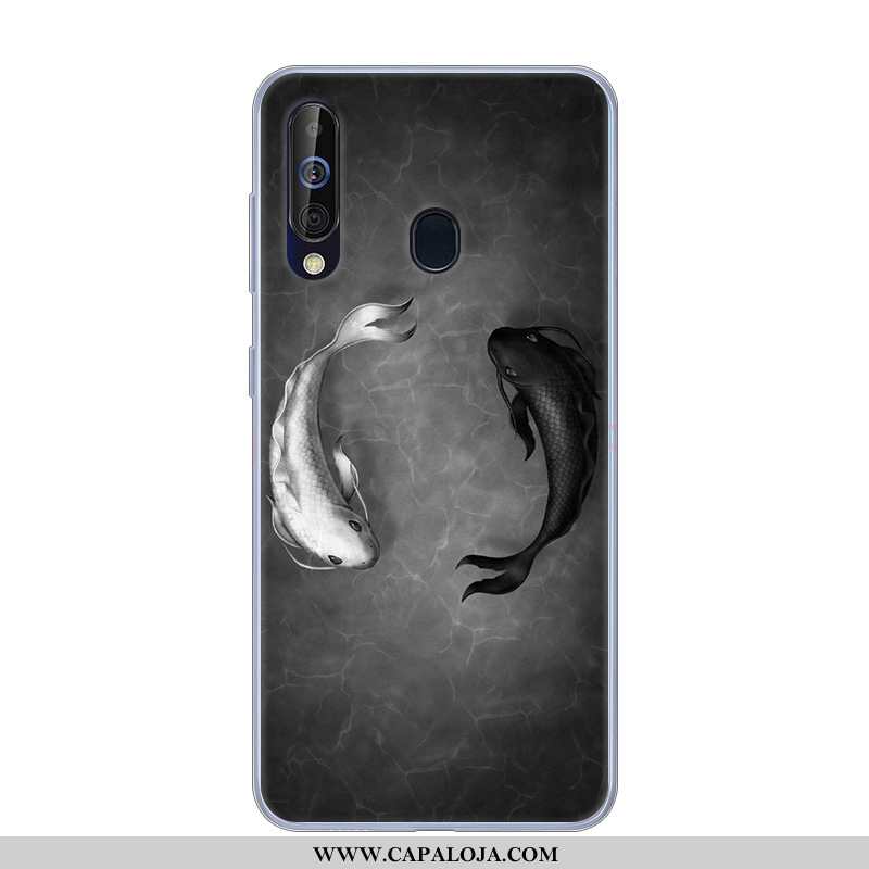 Capa Samsung Galaxy A60 Silicone Feminino Preto Masculino, Capas Samsung Galaxy A60 Desenho Animado 