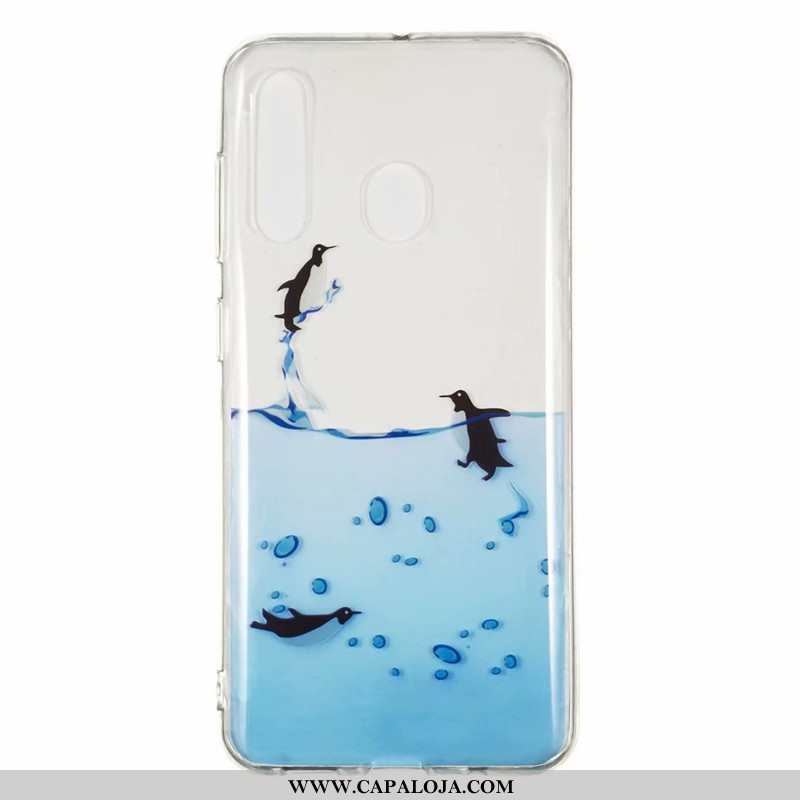 Capa Samsung Galaxy A60 Transparente Capas Antiqueda Soft Azul, Samsung Galaxy A60 Desenho Animado B