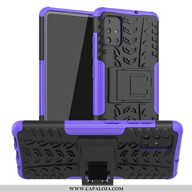 Capa Samsung Galaxy A71 Silicone Telemóvel Suporte Vermelha Roxo, Capas Samsung Galaxy A71 Fosco Pro