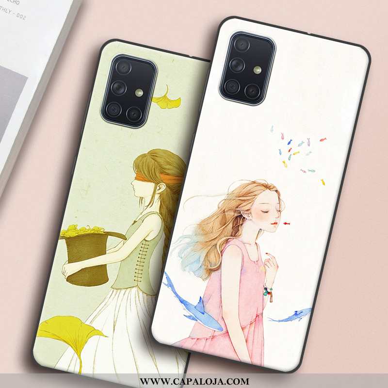 Capa Samsung Galaxy A71 Tendencia Malha Telemóvel Vermelha Branco, Capas Samsung Galaxy A71 Soft Pro