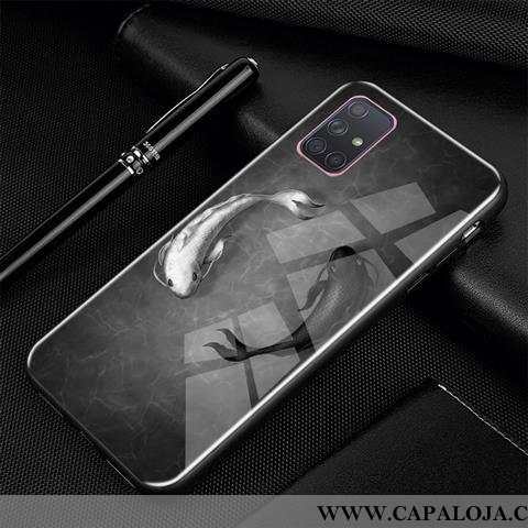 Capa Samsung Galaxy A71 Tendencia Telemóvel Masculino Vidro Preto, Capas Samsung Galaxy A71 Protetor