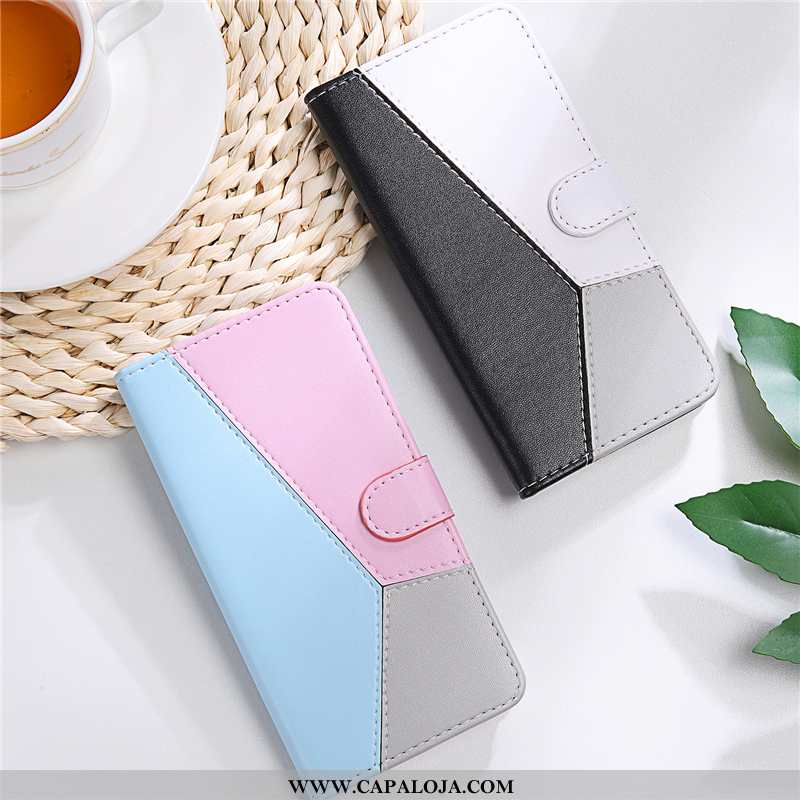 Capa Samsung Galaxy A80 Couro Cover Colorblock Telemóvel, Capas Samsung Galaxy A80 Preto Baratos