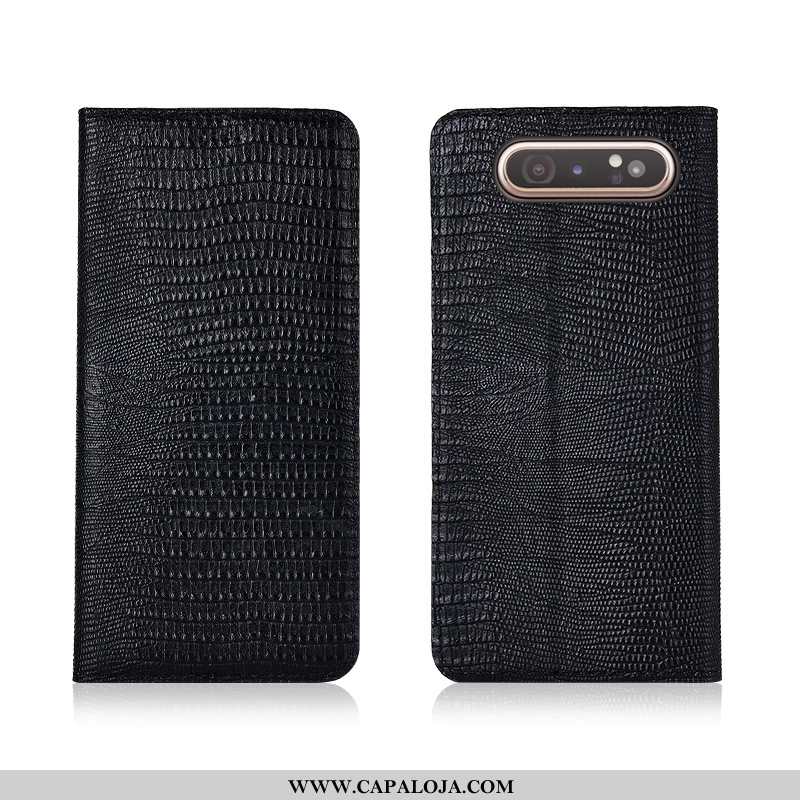 Capa Samsung Galaxy A80 Tendencia Couro Legitimo Fosco Cases Azul, Capas Samsung Galaxy A80 Soft Bar