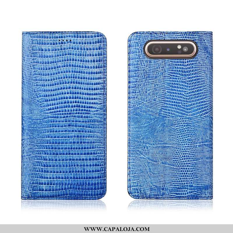 Capa Samsung Galaxy A80 Tendencia Couro Legitimo Fosco Cases Azul, Capas Samsung Galaxy A80 Soft Bar