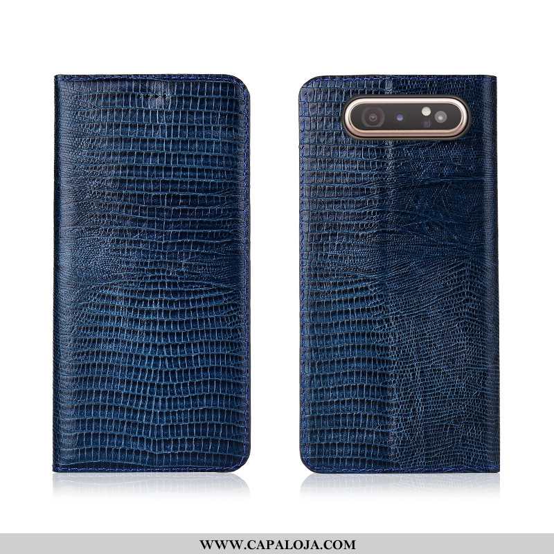 Capa Samsung Galaxy A80 Tendencia Couro Legitimo Fosco Cases Azul, Capas Samsung Galaxy A80 Soft Bar