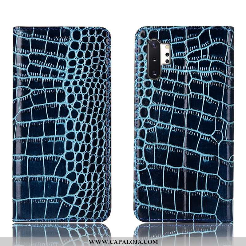 Capa Samsung Galaxy Note 10+ Couro Genuíno Flatform Crocs Telemóvel Castanho, Capas Samsung Galaxy N