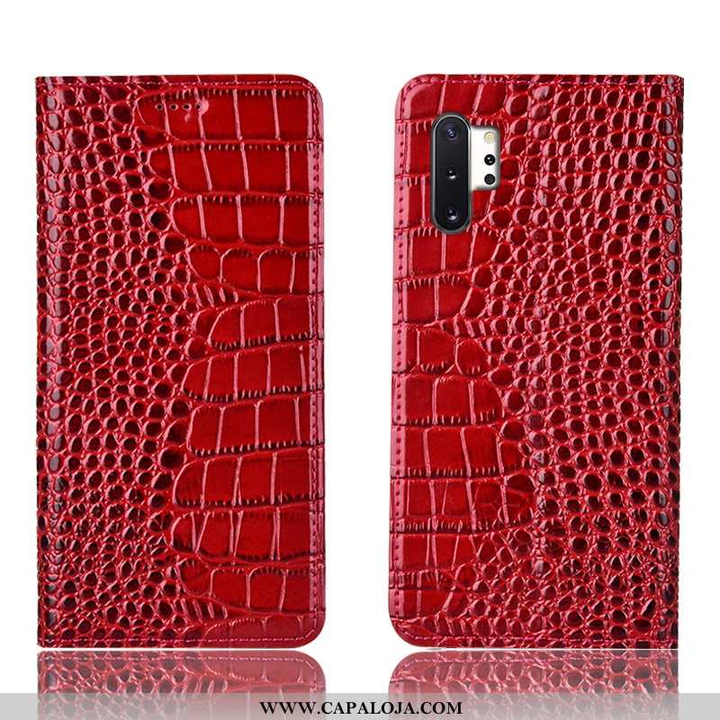 Capa Samsung Galaxy Note 10+ Couro Genuíno Flatform Crocs Telemóvel Castanho, Capas Samsung Galaxy N