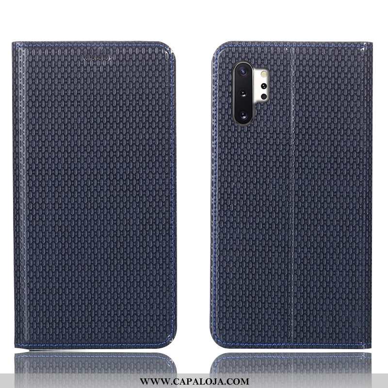 Capa Samsung Galaxy Note 10+ Couro Legitimo Capas Cover Telemóvel Azul Escuro, Samsung Galaxy Note 1