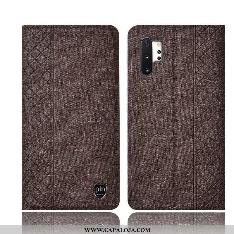 Capa Samsung Galaxy Note 10+ Linho Cases Telemóvel Completa Cinza, Capas Samsung Galaxy Note 10+ Cou