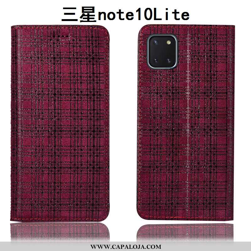 Capa Samsung Galaxy Note 10 Lite Couro Genuíno Telemóvel Capas Cover Cinza, Samsung Galaxy Note 10 L