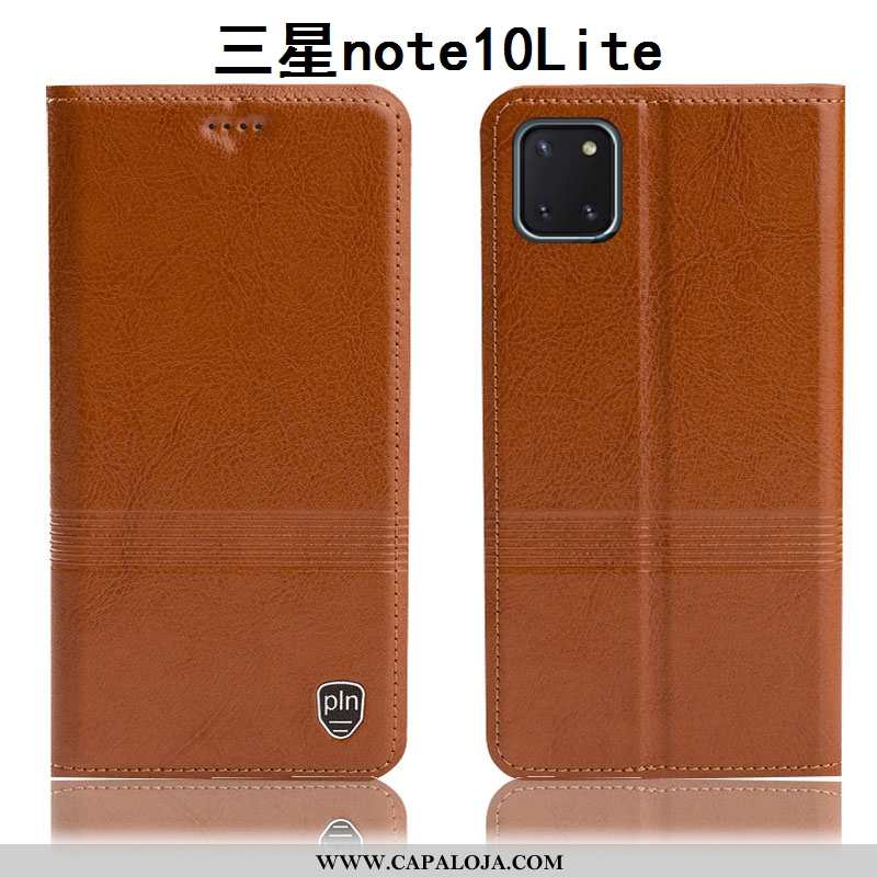 Capa Samsung Galaxy Note 10 Lite Couro Legitimo Cases Capas Telemóvel Castanho, Samsung Galaxy Note 