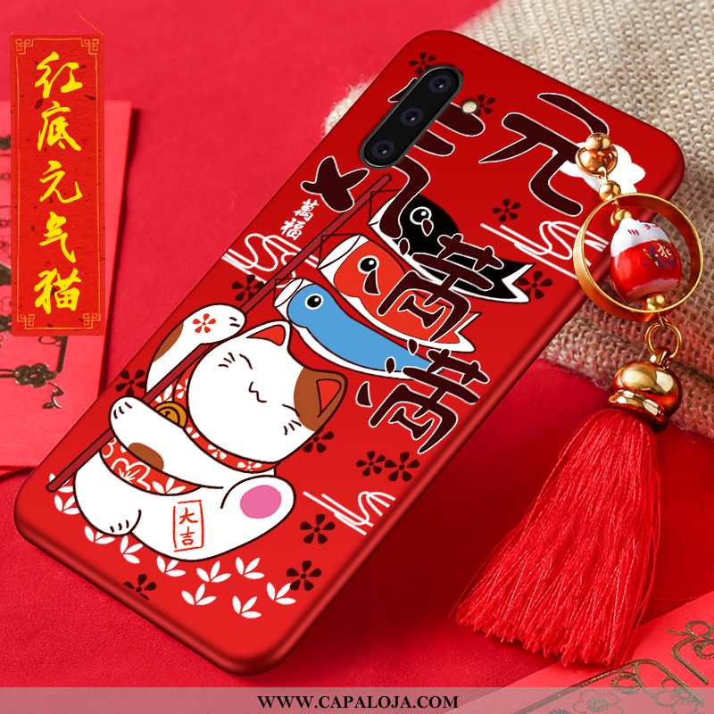 Capa Samsung Galaxy Note 10 Soft Gato Tendencia Desenho Animado Vermelho, Capas Samsung Galaxy Note 