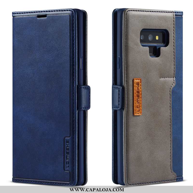 Capa Samsung Galaxy Note 9 Couro Legitimo Antiqueda Telemóvel Aço Azul Escuro, Capas Samsung Galaxy 