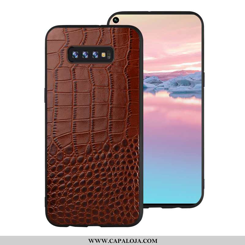 Capa Samsung Galaxy S10 Couro Capas Crocs De Grau Castanho, Samsung Galaxy S10 Tendencia Online