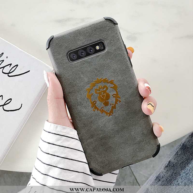 Capa Samsung Galaxy S10+ Estilosas Cinza Malha Peluciada, Capas Samsung Galaxy S10+ Personalizado Ba