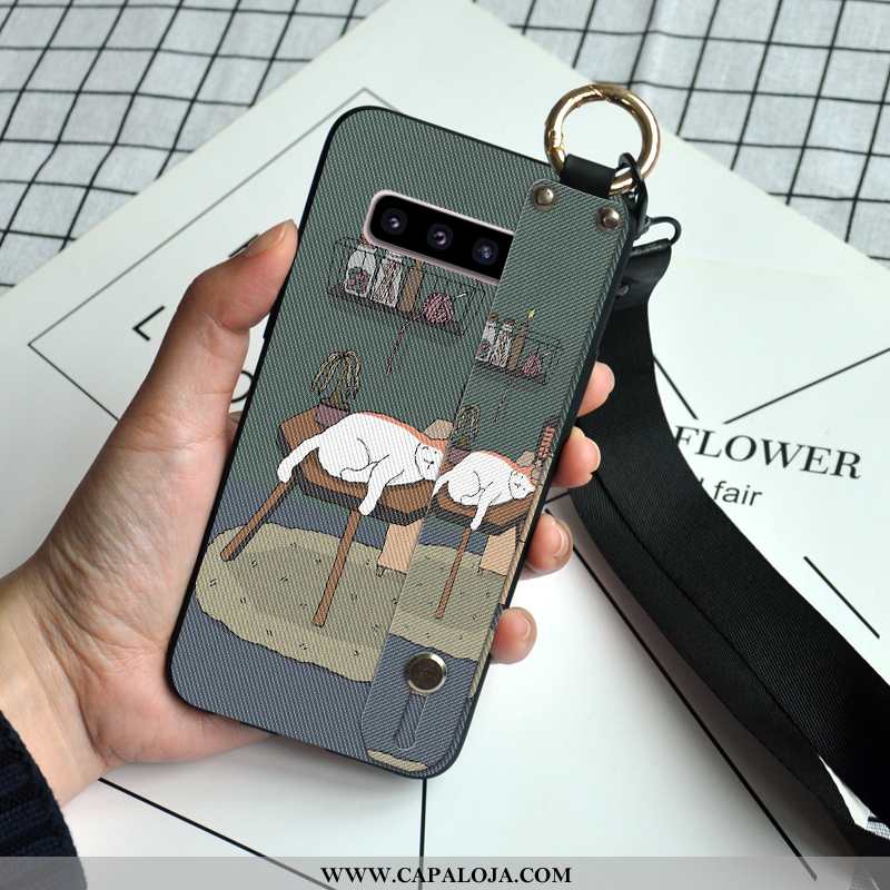 Capa Samsung Galaxy S10 Protetoras Desenho Animado Completa Wrisband Cinza, Capas Samsung Galaxy S10