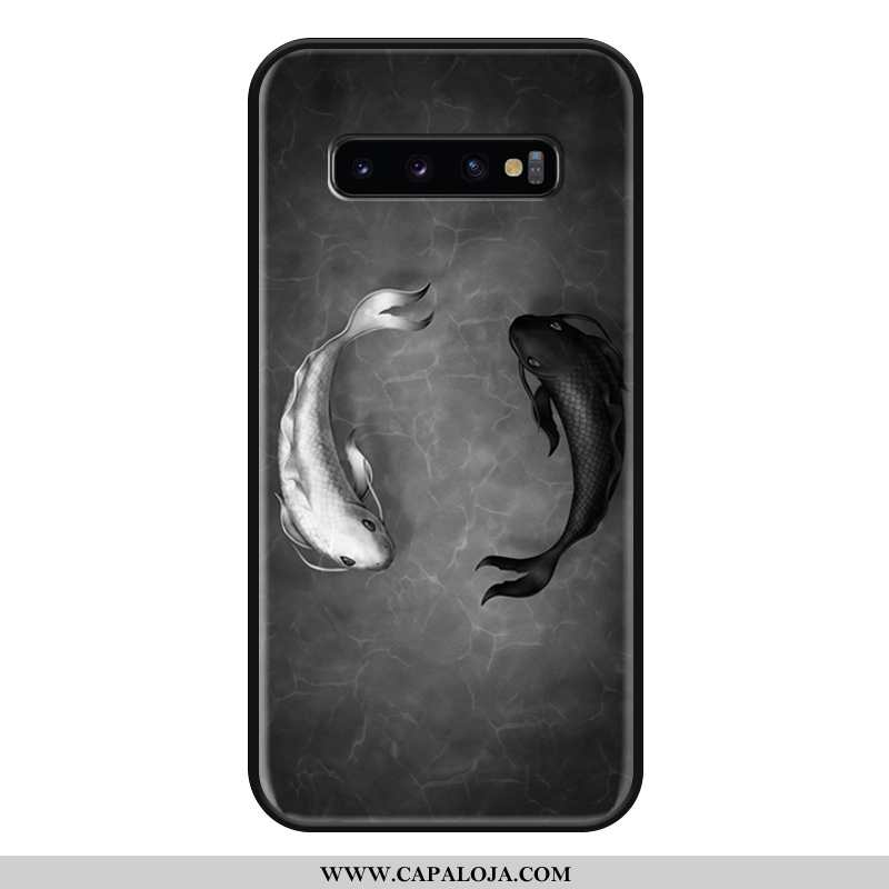 Capa Samsung Galaxy S10+ Retro Branco Silicone Midi Preto, Capas Samsung Galaxy S10+ Protetoras Onli