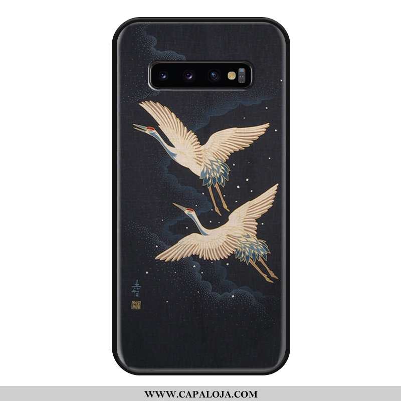 Capa Samsung Galaxy S10+ Retro Branco Silicone Midi Preto, Capas Samsung Galaxy S10+ Protetoras Onli