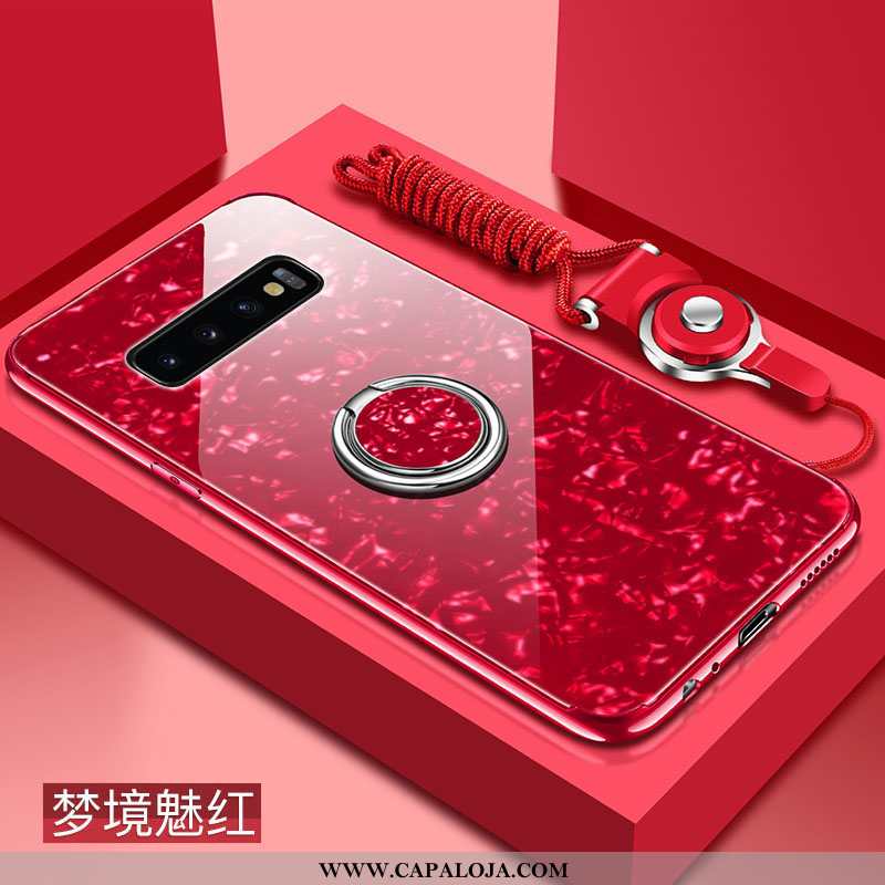 Capa Samsung Galaxy S10 Silicone Antiqueda Malha Frente Vermelho, Capas Samsung Galaxy S10 Vidro Com