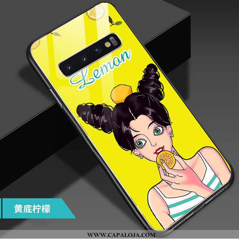 Capa Samsung Galaxy S10 Tendencia Telemóvel Capas Casal Amarelo, Samsung Galaxy S10 Soft Barato